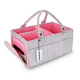 XUANGUO Bebek Bezi Caddy Organizatör Kız Erkek için Büyük Kreş Saklama Kutusu Sepeti Taşınabilir Tutucu Bez Çanta Değişen Masa ve Araba Bebek Duş Hediyeleri Yenidoğan Essentials Bebek Kayıt Defteri Olması