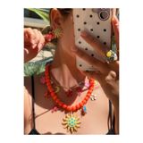 Xui Yeni Sezon Zr Marka Model Güneş Charm 2’li Kolye/Turuncu Boncuk Summer Kolye/Renkli Çoklu Kolye