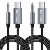 Xumee USB C Aux Kablosu (2 Paket), Tip C Erkek - 3,5 mm Erkek Jak Adaptörü, Araba Stereosu, Hoparlör, Kulaklık Samsung Galaxy S22 S21 S20 Ultra S20+ 5G, Note 20/10, Pixel 4/3 XL (3,3 ft, Gri)