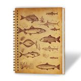XUNLURY Vintage Balık Plaj Defteri, Okyanus Balıkları Dergisi, Retro Sahil Plaj Günlüğü, Okyanus Severler için Hediyeler, Deniz Biyolojisi Ciltli Spiral Defter, 14,5 x 20,3 cm