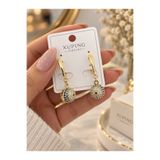 XUPING JEWELRY İdilce Takı Nazar Boncuklu Sallantılı Küpe - 14K Altın Renk Çelik Küpe - Kararmaz Günlük ve Özel Gün Kadın Küpesi