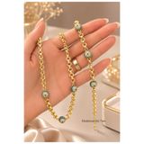 XUPING JEWELRY Melekcehobi Takı Xuping 14K Altın Kaplama Nazar Boncuklu Kolye Bileklik Seti