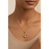 XUPING JEWELRY Stil Incisi/Xupıng Jewelry 14 Ayar Altın Kaplama Çizgili Kalpli Taşlı Model Kolye