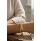 XUPING JEWELRY Stil Incisi/Xupıng Jewelry 14 Ayar Altın Kaplama Dalgalı Ajda Bilezik ( 2 Adet) (LÜTFEN SİPARİŞ VERMEDEN ÖNCE BEDEN TABLOSUNU MUTLAKA İNCELEYEREK SİPARİŞ VERİNİZ.)