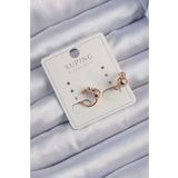 Xuping Rose Renk Zirkon Taşlı Bombeli Topçuk Earcuff Küpe