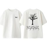 Xxxtentacion Revenge Ağaç Tasarım Sırt Baskılı Pamuk Beyaz Oversize T-Shirt