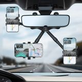 XYAJUANG 360° döndürülebilir ve geri çekilebilir araç telefonu tutucu, çok fonksiyonlu ayarlanabilir montaj, evrensel dikiz aynası telefon tutucu, tüm cep telefonları için