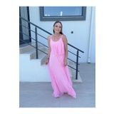 xyoung Piliseli Şifon Elbise PEMBE