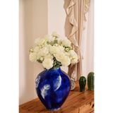 y.ç yapay çiçek marketim Beyaz Yapay Ranunculus Şakayık Çiçeği 3 Dallı Lüx İpeksi Dokulu Dekoratif Vazo Çiçeği 50 cm