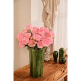 y.ç yapay çiçek marketim Pembe Yapay Ranunculus Şakayık Çiçeği 3 Dallı Lüx İpeksi Dokulu Dekoratif Vazo Çiçeği 50 cm