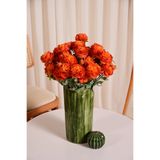 y.ç yapay çiçek marketim Turuncu Yapay Ranunculus Şakayık Çiçeği 3 Dallı Lüx İpeksi Dokulu Dekoratif Vazo Çiçeği 50 cm