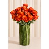 y.ç yapay çiçek marketim Turuncu Yapay Ranunculus Şakayık Çiçeği 3 Dallı Lüx İpeksi Dokulu Dekoratif Vazo Çiçeği 50 cm