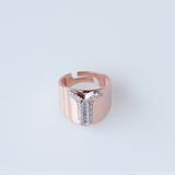 Y Harfi Baget Taşlı Rose Gold Kaplama Gümüş Yüzük