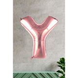 Y Harfi Rose Gold Folyo Balon 100 Cm 40 İnç 1 Metre Baş Harf Balon