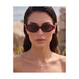 Y-LONDON EXCLUSİVE Kadın Güneş Gözlüğü Bordo Sophia Çerçeve Çekik Oval Burgundy Vintage Siyah Cam UV400 Cam