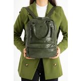 Y.S.Deri Retro Kadın Sırt Çantası Çok Cepli Fonksiyonel Kullanım Vegan Suni Deri 30*25 Cm
