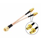 Y Tip Rg316 15Cm 1X Sma Erkek 2X Sma Dişi Kablo Rf Uzatma Kablosu Altın Kaplama Soket 0-6Ghz Wi-Fi Anten Fpv Lora Helium Router Modem Koaksiyel Gps Gsm Gprs