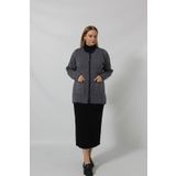 Y0662 KADIN MAVİ-BEYAZ DESENLİ DÜĞMELİ CEPLİ MEVSİMLİK ANNE HIRKASI