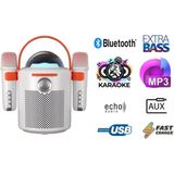 Y13 Mikrofonlu Rgb Ledli Taşınabilir Bluetooth Hoparlör Çift Mikrofonlu Süper Bass - Beyaz