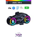 Y13 Motor Kask Kulaklık Rgb Modlu Radyolu Motosiklet Kulaklık 5.3 Bluetooth Intercom - Siyah