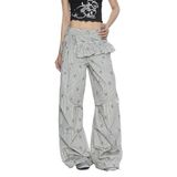 Y2K bol paraşüt pantolon kadın yüksek bel çıkarılabilir kapak geniş bacak çizgili yıldız baskı Streetwear kargo pantolon