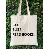 Y2k Eat, Sleep, Read Books Tasarım Ham Bez Tote Bag Çanta, Pinterest Çanta - 10D-Krem