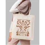 Y2k Life Motto Tasarım Ham Bez Tote Bag Çanta, Pinterest Çanta - 10D-Krem
