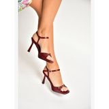 Y518710109 Bordo İnce Topuklu Kadın Ayakkabı