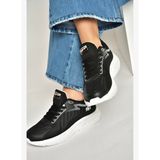 Y702500804 Siyah Kumaş Kalın Tabanlı Spor Ayakkabı Sneakers