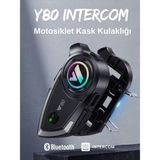 Y80 Intercom Bluetooth Motosiklet Kask Kulaklığı Uyumlu Intercom Kulaklık - Siyah