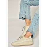 Y999255803 Bej Hakiki Deri Kadın Spor Ayakkabı Sneakers