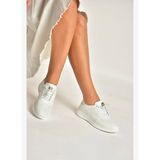 Y999255803 Beyaz Hakiki Deri Kadın Spor Ayakkabı Sneakers