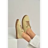 Y999364002 Bej Hakiki Deri Süet Kadın Spor Ayakkabı Sneakers