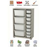 yabilmo %100 Mdf Gövde Kolay Minifix Bağlantı 12 Çekmece Çok Amaçlı Oyuncak Dolabı - 12 Sepetli Gri Dolap