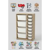 yabilmo %100 Mdf Gövde Kolay Minifix Bağlantı 12 Çekmece Çok Amaçlı Oyuncak Dolabı - 12 Sepetli Safir Meşe Dolap