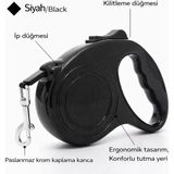 Yacel Sj Makaralı Otomatik 5 Metre Geri Çekilebilen Kedi ve Köpek Gezdirme Tasması / Max 15 kg - Siyah