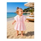 Yada Baby %100 Pamuklu Müslin Bürümcük Kumaş Çocuk&bebek Kapüşonlu Panço Bornoz, Plaj Havlusu (PEMBE RENK)