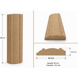YaDe Ahşap Dekoratif Çıta | Desenli Boyanabilir Ham Mdf - 65 mm Genişlik - 1 Metre Boy - 65mm