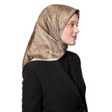 Yağ Yeşili Soyut Etnik Desen Twill İpek Eşarp