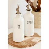 Yağdanlık 2 Li Cam Yağdanlık Beyaz 500 Ml 4 Adet Etiket Hediyeli