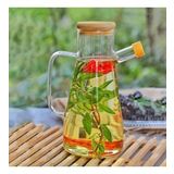 Yağdanlık Cam Şişe 900 Ml Bambu Vakumlu Kapak Ahşap Stantlı Tekli