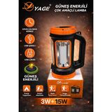 Yage YG-779 Güneş Enerjili Solar Şarjlı Çok Amaçlı Kamp Lambası - 3W + 15W Fener ve Powerbank Özellikli - turuncu