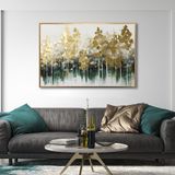 Yağlı Boya Dokulu Tablo Altın Yeşil Soyut Altın Çerçeveli 50 x 70 cm U01006