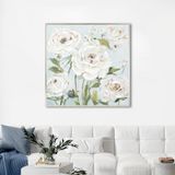 Yağlı Boya Dokulu Tablo Beyaz Güller Gümüş Çerçeveli 120 x 120 cm U02006