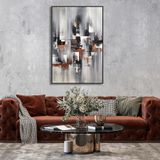 Yağlı Boya Dokulu Tablo Gri Siyah Kiremit Soyut Siyah Çerçeveli 70 x 100 cm U08143