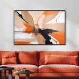 Yağlı Boya Dokulu Tablo Kahve Bej Siyah Soyut Siyah Çerçeveli 140 x 210 cm U08045
