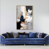 Yağlı Boya Dokulu Tablo Kahve Siyah Altın Soyut Altın Çerçeveli 70 x 100 cm U08071