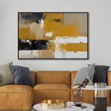 Yağlı Boya Dokulu Tablo Kahve Siyah Soyut Siyah Çerçeveli 50 x 70 cm U08024