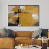 Yağlı Boya Dokulu Tablo Kahve Siyah Soyut Siyah Çerçeveli 70 x 100 cm U08023