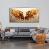 Yağlı Boya Dokulu Tablo Kanatlar Melek Kanadı Altın Çerçeveli 90 x 180 cm U04040